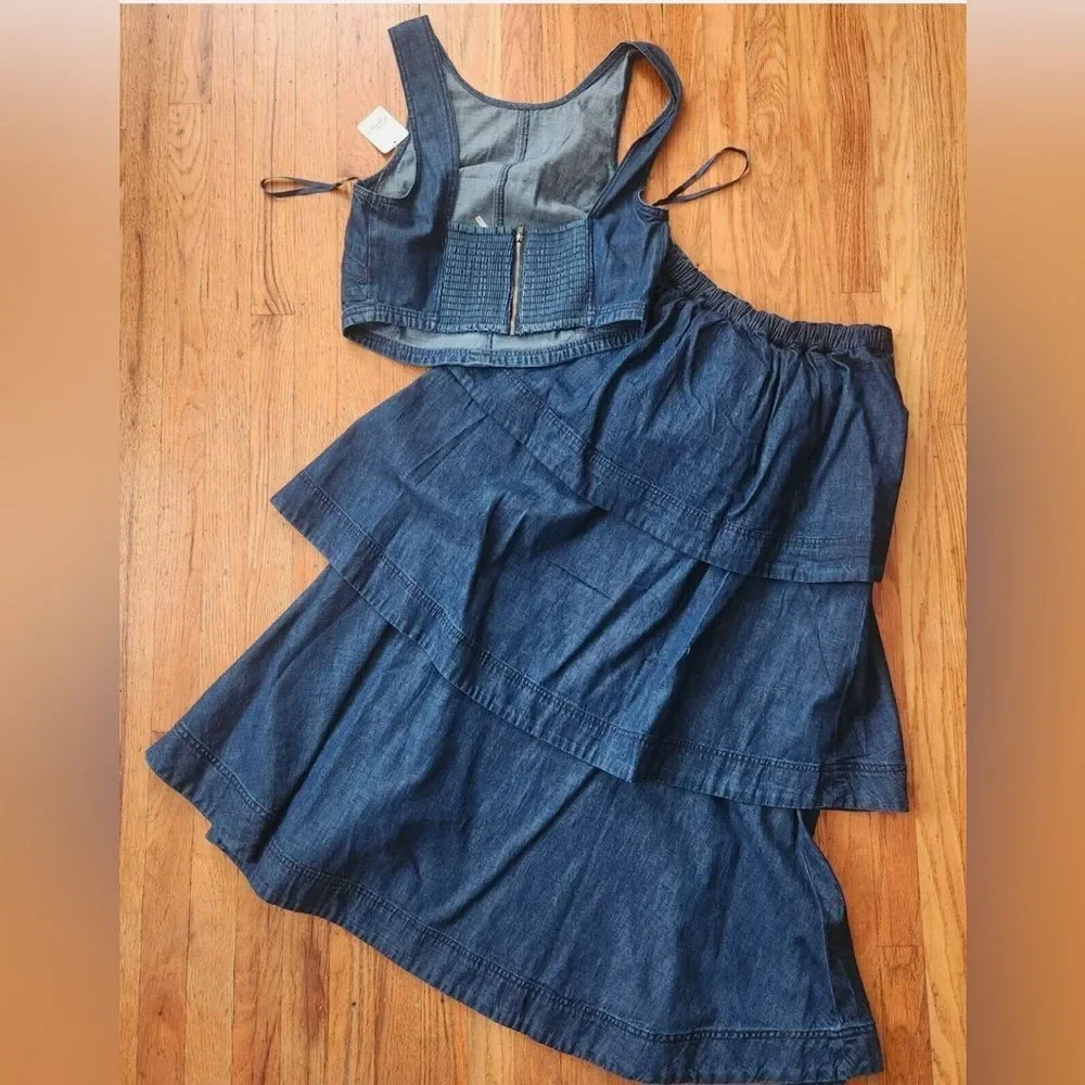 NWT FP Ryder Denim Skirt Set.